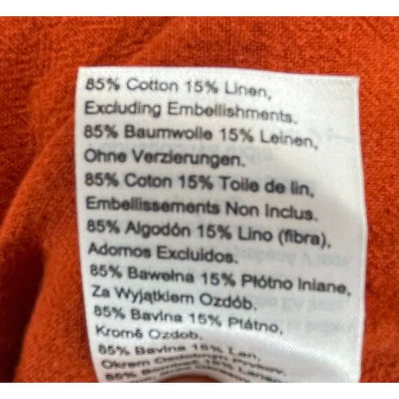 Cotton On Men’s 2XL Embroidered Linen Blend Camp Shirt Rust Red Retro Unisex EUC - Picture 9 of 10